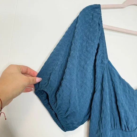 Arula Teal Midi Dress with Tie back - Picture 9 of 9